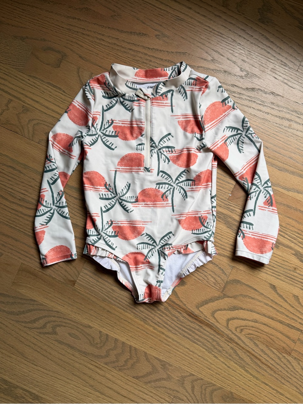 Carter's Coral Palm Long-Sleeve One-Piece Swimsuit